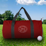 Modern Stylish Golfer Monogram & Name Personalized Duffle Bag<br><div class="desc">Personalized golf duffle bags make the perfect gift for any golf enthusiast who values style, function, and custom design. This sleek red duffle features a bold circular golf emblem with crossed golf clubs, a golf ball, and star accents, along with space to personalize the name and initials for a clean,...</div>