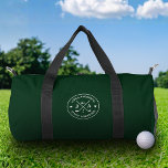 Modern Stylish Golfer Monogram & Name Personalized Duffle Bag<br><div class="desc">Personalized golf duffle bags make the perfect gift for any golf enthusiast who values style, function, and custom design. This sleek green duffle features a bold circular golf emblem with crossed golf clubs, a golf ball, and star accents, along with space to personalize the name and initials for a clean,...</div>