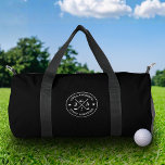 Modern Stylish Golfer Monogram & Name Personalized Duffle Bag<br><div class="desc">Personalized golf duffle bags make the perfect gift for any golf enthusiast who values style, function, and custom design. This sleek black duffle features a bold circular golf emblem with crossed golf clubs, a golf ball, and star accents, along with space to personalize the name and initials for a clean,...</div>