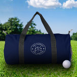 Modern Stylish Golfer Monogram & Name Personalized Duffle Bag<br><div class="desc">Personalized golf duffle bags make the perfect gift for any golf enthusiast who values style, function, and custom design. This sleek navy blue duffle features a bold circular golf emblem with crossed golf clubs, a golf ball, and star accents, along with space to personalize the name and initials for a...</div>