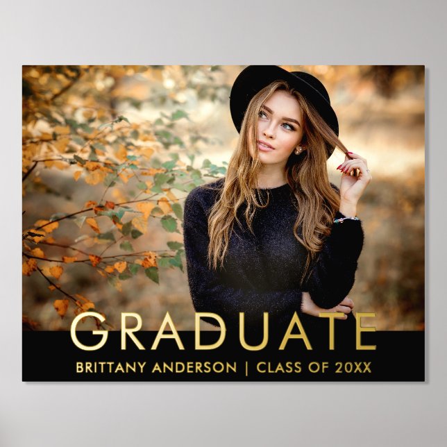 Modern Stylish Graduate Photo Gold Foil Prints (Front)