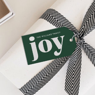 Modern Stylish Green Christmas Joy Gift Tags