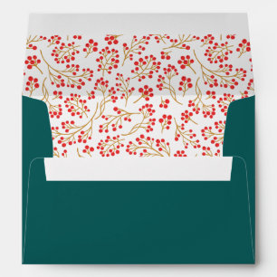 Modern Stylish Green Floral Pattern Christmas Env Envelope