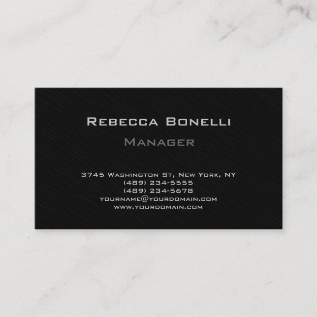 Modern Stylish Grey Black Manager Business Card (Front)