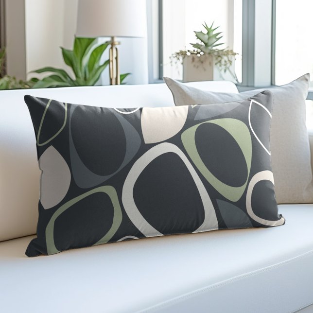 Modern Stylish Grey Sage Green Abstract Pattern Accent Pillow (Creator Uploaded)