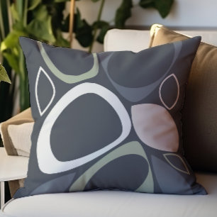 Modern Stylish Grey Sage Green Abstract Pattern Throw Pillow