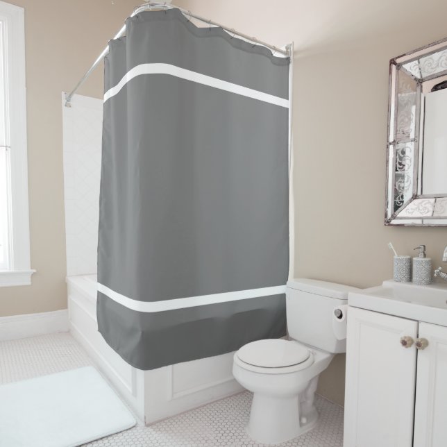 Modern Stylish Grey White Top Bottom Edge Stripes (In Situ)