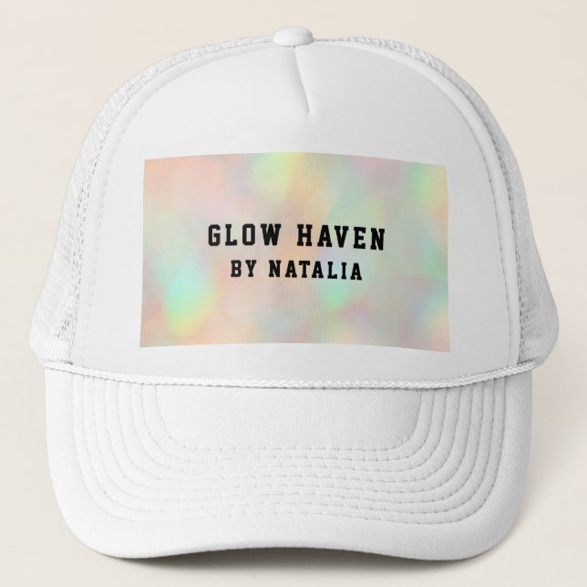 Modern Stylish Holographic Beauty Salon Trucker Hat (Front)