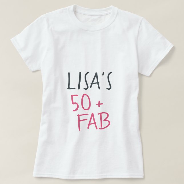 Modern Stylish Hot Pink Black 50 Fabulous Birthday T-Shirt (Design Front)