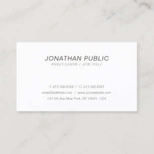 Modern Stylish Italic White Simple Plain Trendy Business Card