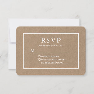Modern Stylish Kraft Wedding RSVP Card
