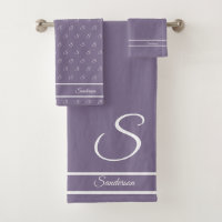  Modern Stylish Lavender Purple White Monogram