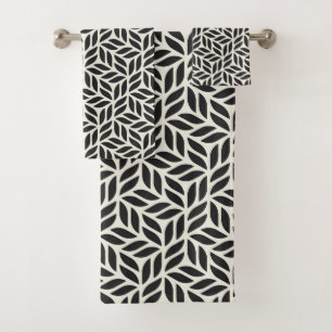 Modern Stylish Leaf Pattern Bath Towel Set
