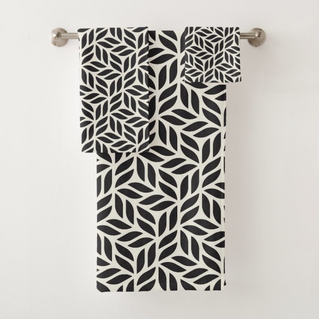 Modern Stylish Leaf Pattern Bath Towel Set (Insitu)