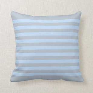Modern stylish light blue and grey stripes throw pillow