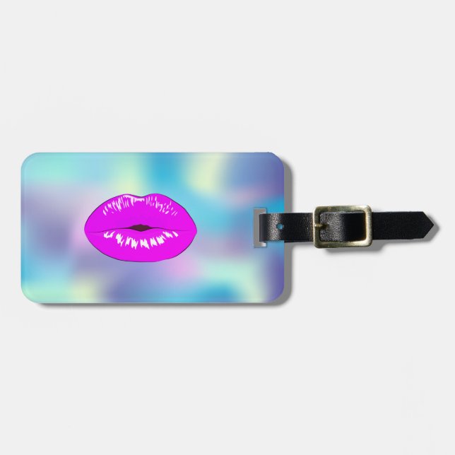 Modern Stylish Lips, Holographic Luggage Tag (Front Horizontal)