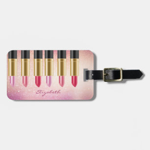 Modern Stylish -Lipsticks,Glitter, Personalized Luggage Tag
