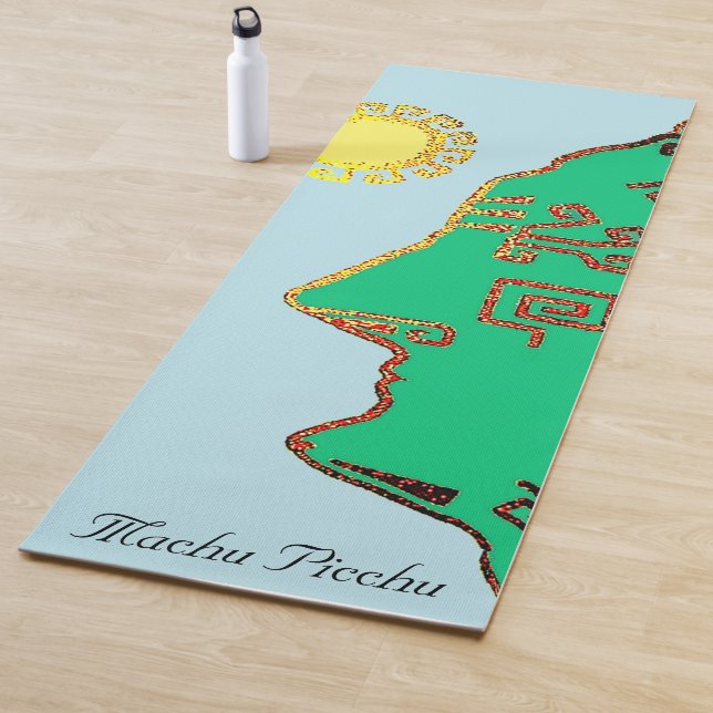Modern Stylish Machu Picchu Drawing Yoga Mat (In Situ)