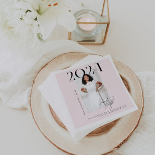 Modern Stylish Magazine Graduation Photo Napkin
