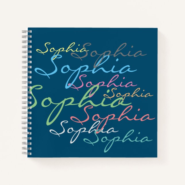 Modern Stylish Maximalist Custom Name Typography Notebook (Front)