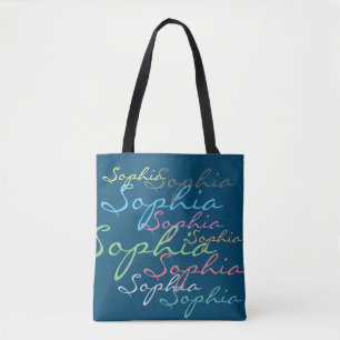 Modern Stylish Maximalist Custom Name Typography Tote Bag