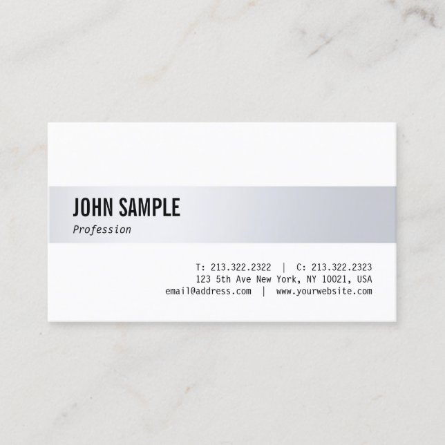 Modern Stylish Minimalist Professional Silver Chic Business Card (Front)