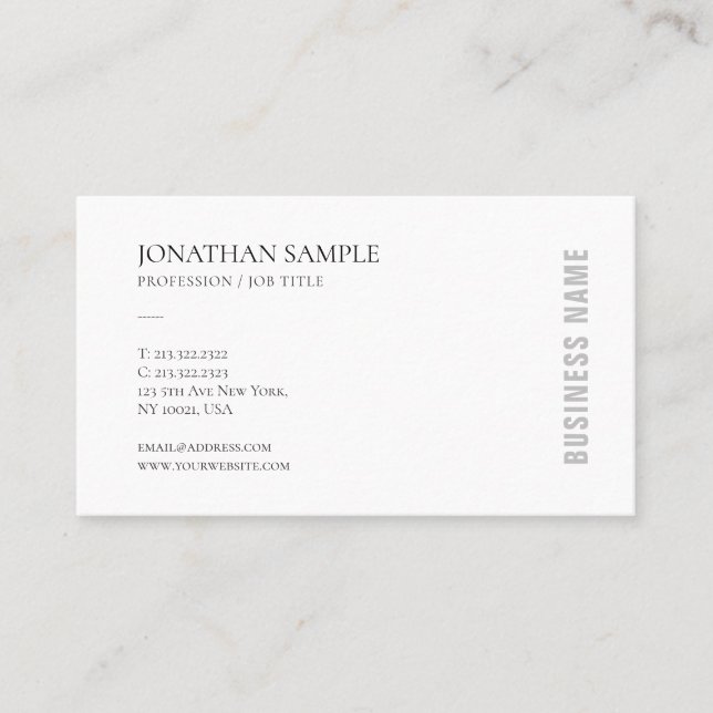 Modern Stylish Minimalistic Design Trendy Plain Business Card (Front)
