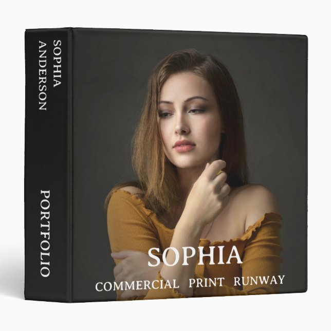 Modern Stylish Model Actor Name Photo Portfolio Binder (Front/Spine)