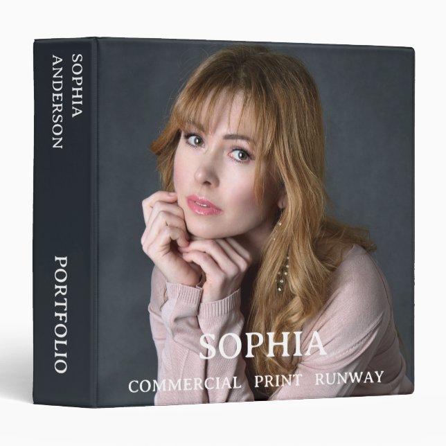 Modern Stylish Model Actor Name Photo Portfolio Binder (Front/Spine)