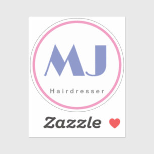 Modern Stylish Monogram Blue White Hairdresser