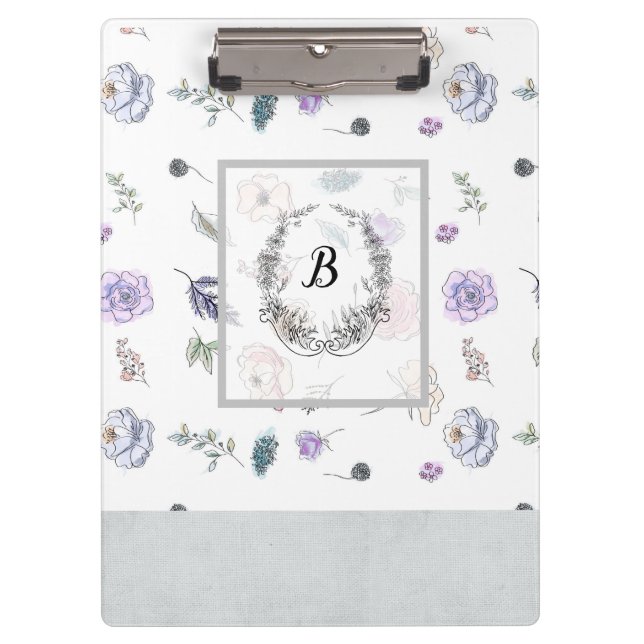 Modern Stylish Monogram Girly Patterns #2 Clipboard (Front)