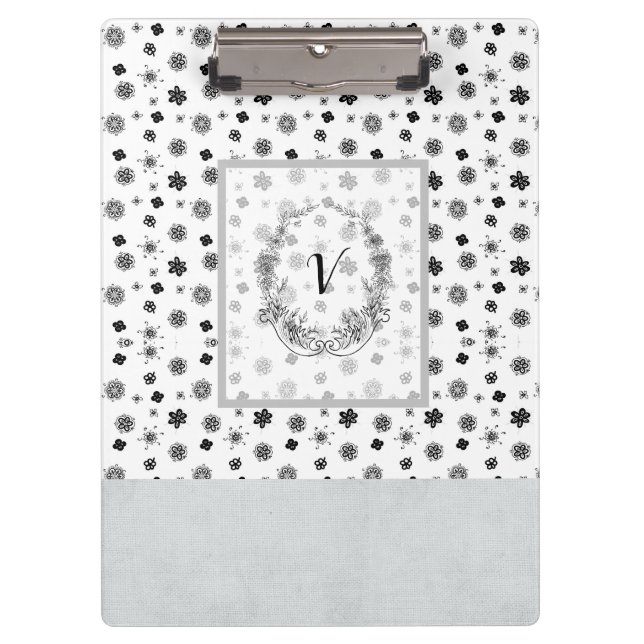 Modern Stylish Monogram Girly Patterns Clipboard (Front)