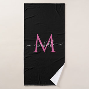 Modern stylish monogram initial personalized bath towel
