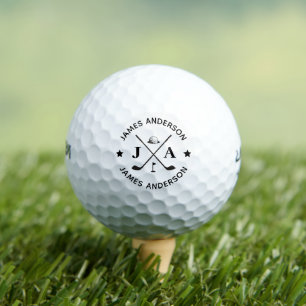 Modern Stylish Monogram & Name Personalized Golf Balls