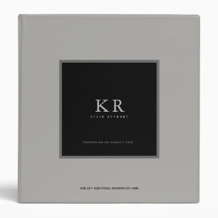 modern & stylish monogram on grey binder