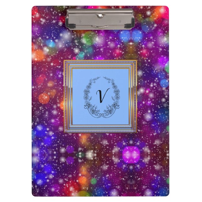 Modern Stylish Monogram Patterns Winter Party Clipboard (Front)
