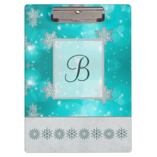 Modern Stylish Monogram Patterns Winter Snowflakes Clipboard