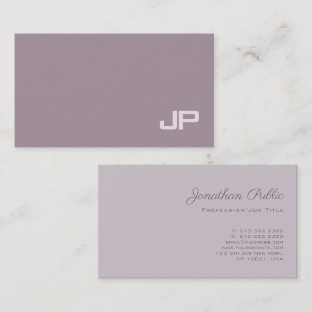 Modern Stylish Monogram Plain Luxury Consultant Business Card (Front/Back)