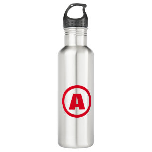 Modern Stylish Monogram Red Initial Letter White 710 Ml Water Bottle