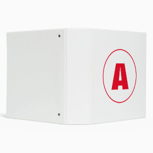 Modern Stylish Monogram Red Initial Letter White Binder