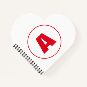 Modern Stylish Monogram Red Initial Letter White Notebook