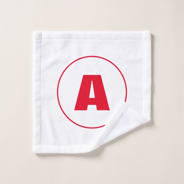 Modern Stylish Monogram Red Initial Letter White Wash Cloth (Wash Cloth)
