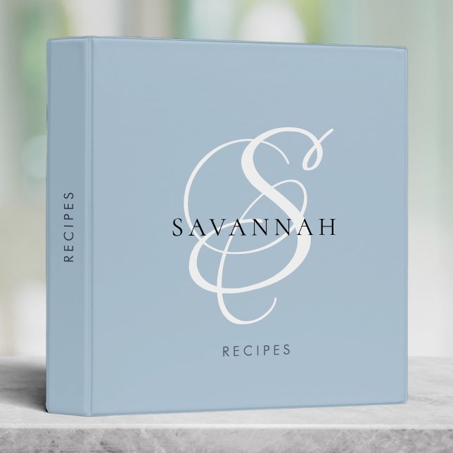 Modern Stylish Monogram Script Blush Name Recipe 3 Binder (Creator Uploaded)