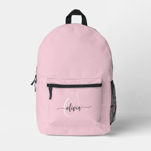 Modern Stylish Monogram Typography Pink Printed Backpack