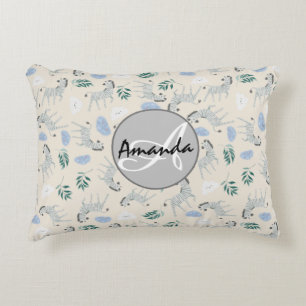 Modern stylish monogrammed nursery safari pink accent pillow