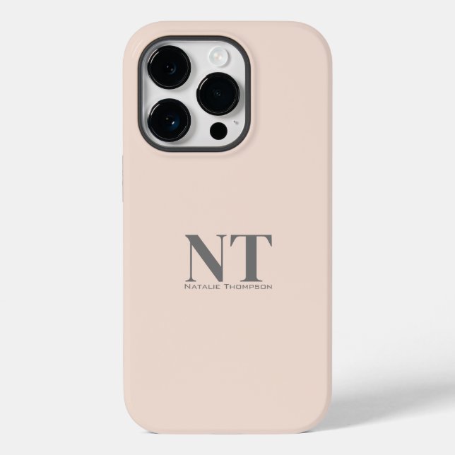 Modern Stylish monogrammed pink pastel colour bloc Case-Mate iPhone Case (Back)