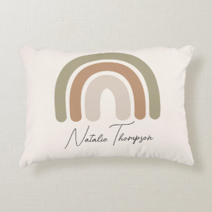 Modern stylish monogrammed rainbow pink pastel  accent pillow