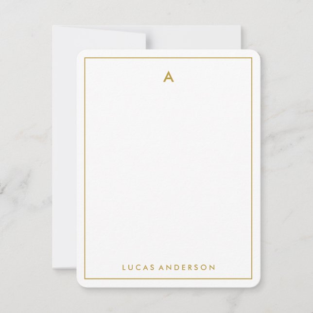 Modern Stylish Monogrammed Stationery Note Card (Front)