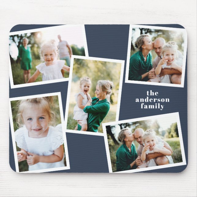 Modern stylish multi photo family home decor blue mouse pad (Front)
