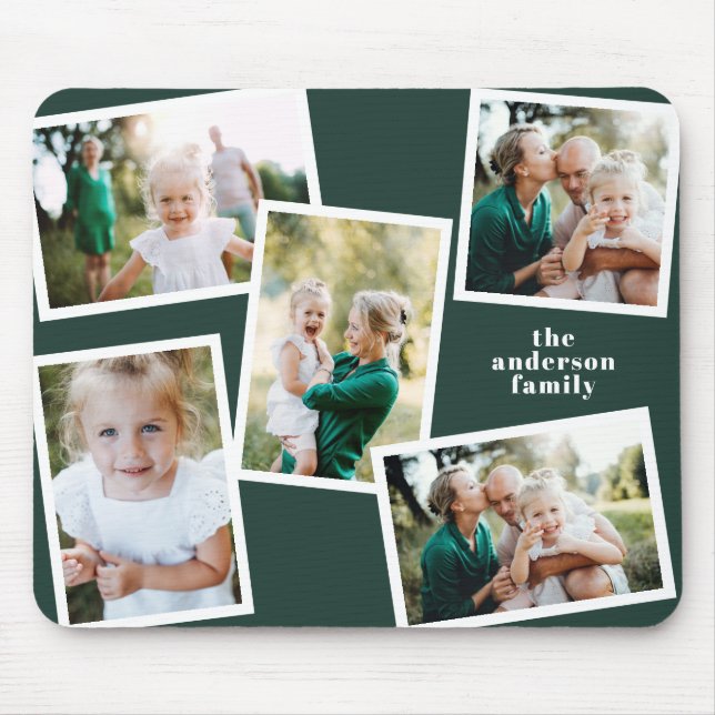 Modern stylish multi photo family home decor green mouse pad (Front)